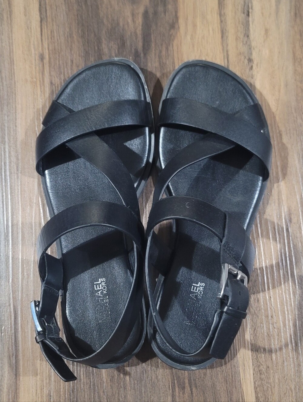 Michael Kors Black Cross-Strap Buckle Sandals